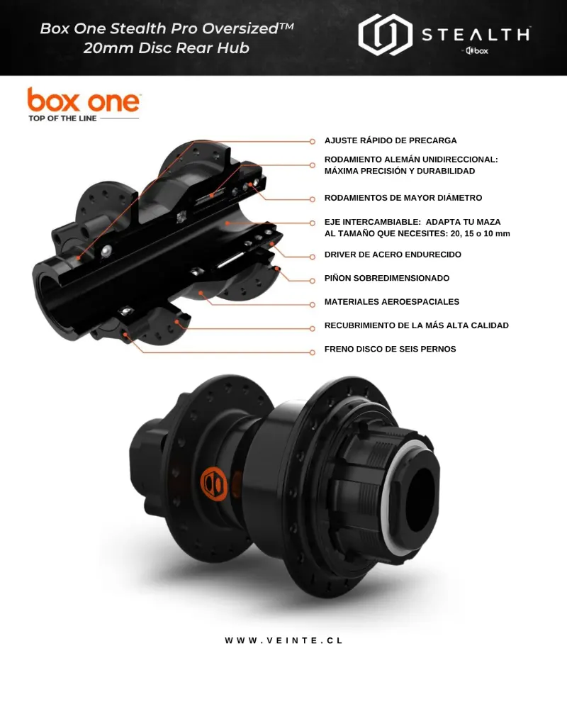 Maza trasera PRO Box One Stealth Oversized 20mm. 